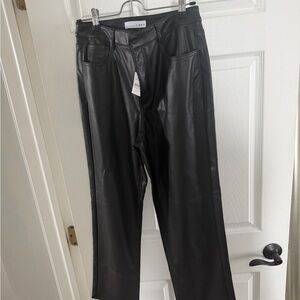 LOFT Women's Black Cropped Leather Pants